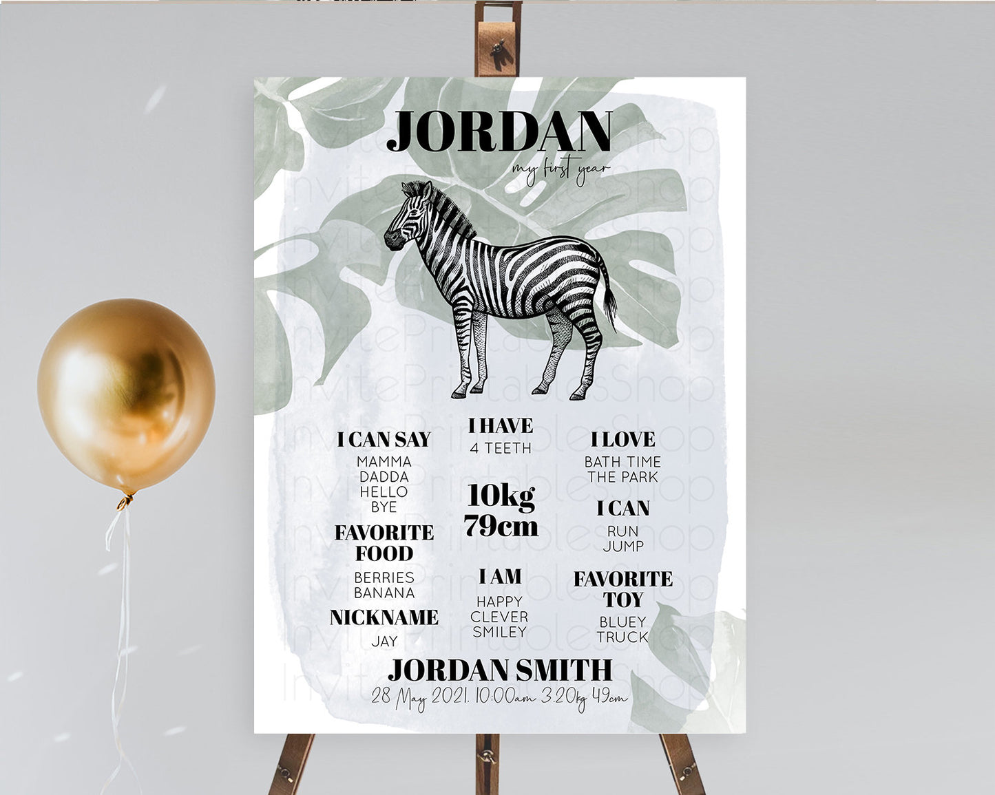 Zebra First Birthday Milestone Board Zebra Milestone Poster Zebra Decor Safari Adventure Zebra First Birthday Welcome Sign D10814