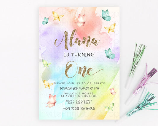 Editable Pastel Butterfly Birthday Invitation Butterfly Birthday Invitation