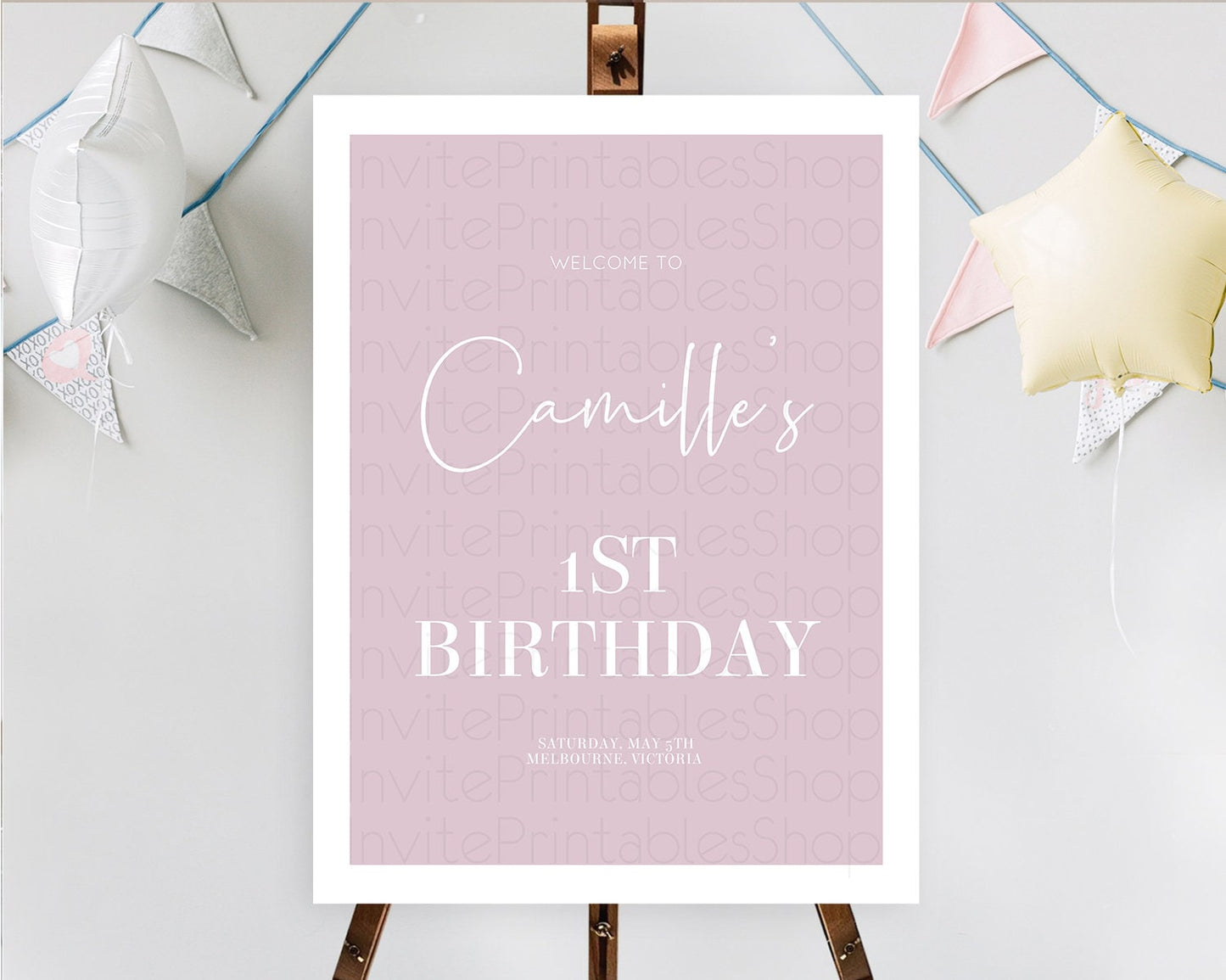 Pink Welcome Sign Plain Pink Welcome Board Minimalist Pastel Pink Welcome Poster Modern Pink First Birthday Welcome Sign D10940