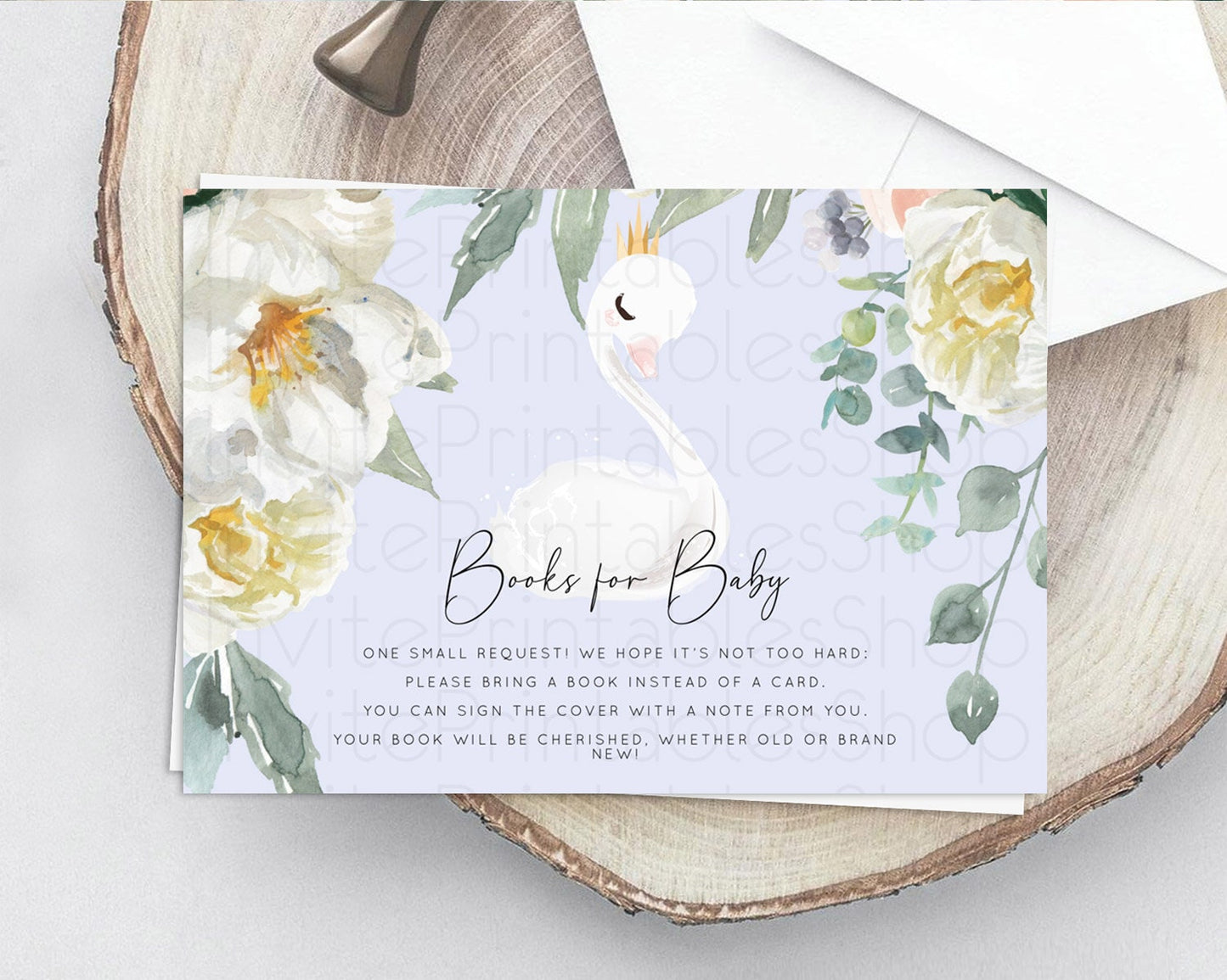 Swan Books For Baby Card Swan Princess Ballet Book Insert Enchanted Swan Lake Book Card Secret Garden Floral Book Poem Request D10756