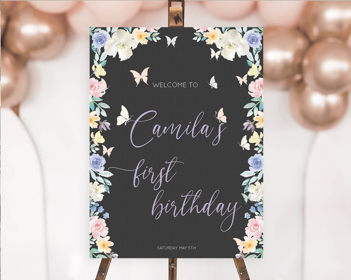 Secret Garden Welcome Sign Wildflower Welcome Board Pastel Flower Garden Welcome Poster Boho Wildflower First Birthday Welcome Sign D10322