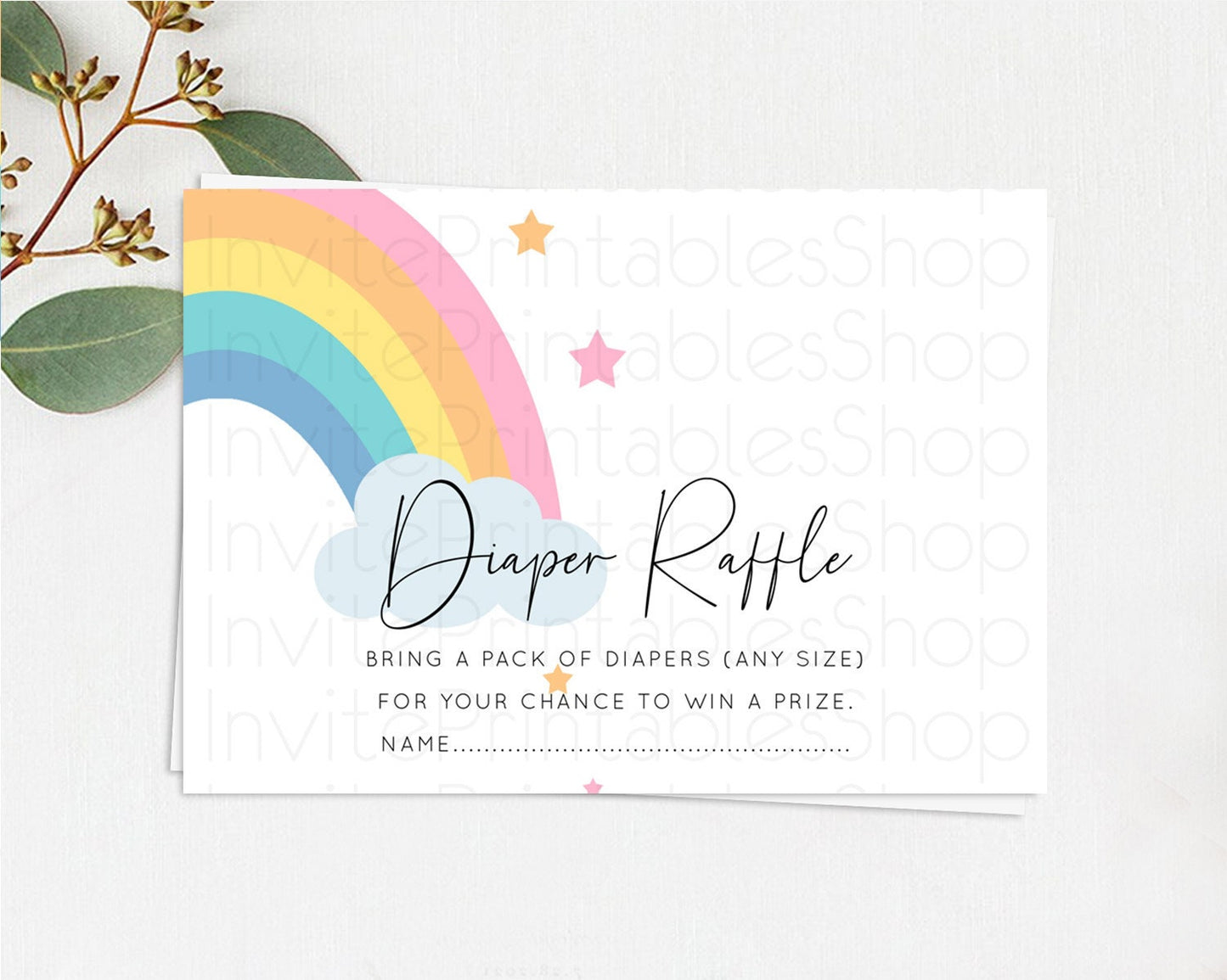 Pastel Rainbow Diaper Raffle Card Boho Rainbow Diaper Insert Boho Rainbow Diaper Ticket Pastel Watercolor Baby Shower Raffle Game D11023