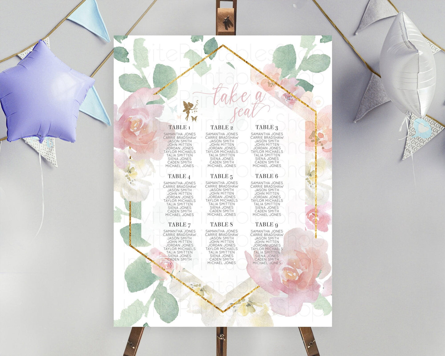 Fairy Seating Chart Pastel Fairy Seating Chart Fairy Tea Party Fairy Garden Seating Sign Enchanted Garden Floral Butterfly Decor D10965