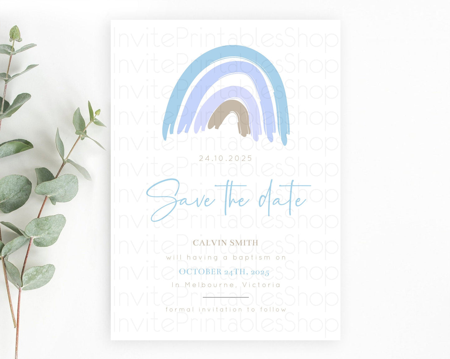 Pastel Rainbow Save The Date Template Boho Colorful Rainbow Party Rainbow Baby Theme For 1st Birthday Baptism Baby Shower Wedding D10352