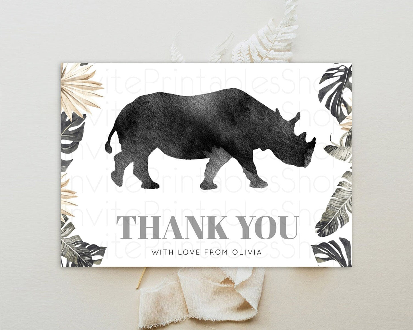 Rhino Thank You Rhino Thank You Card Rhino Birthday Thank You Card Rhino Card Template First Birthday Rhino Teacher Thank You Cards D10805
