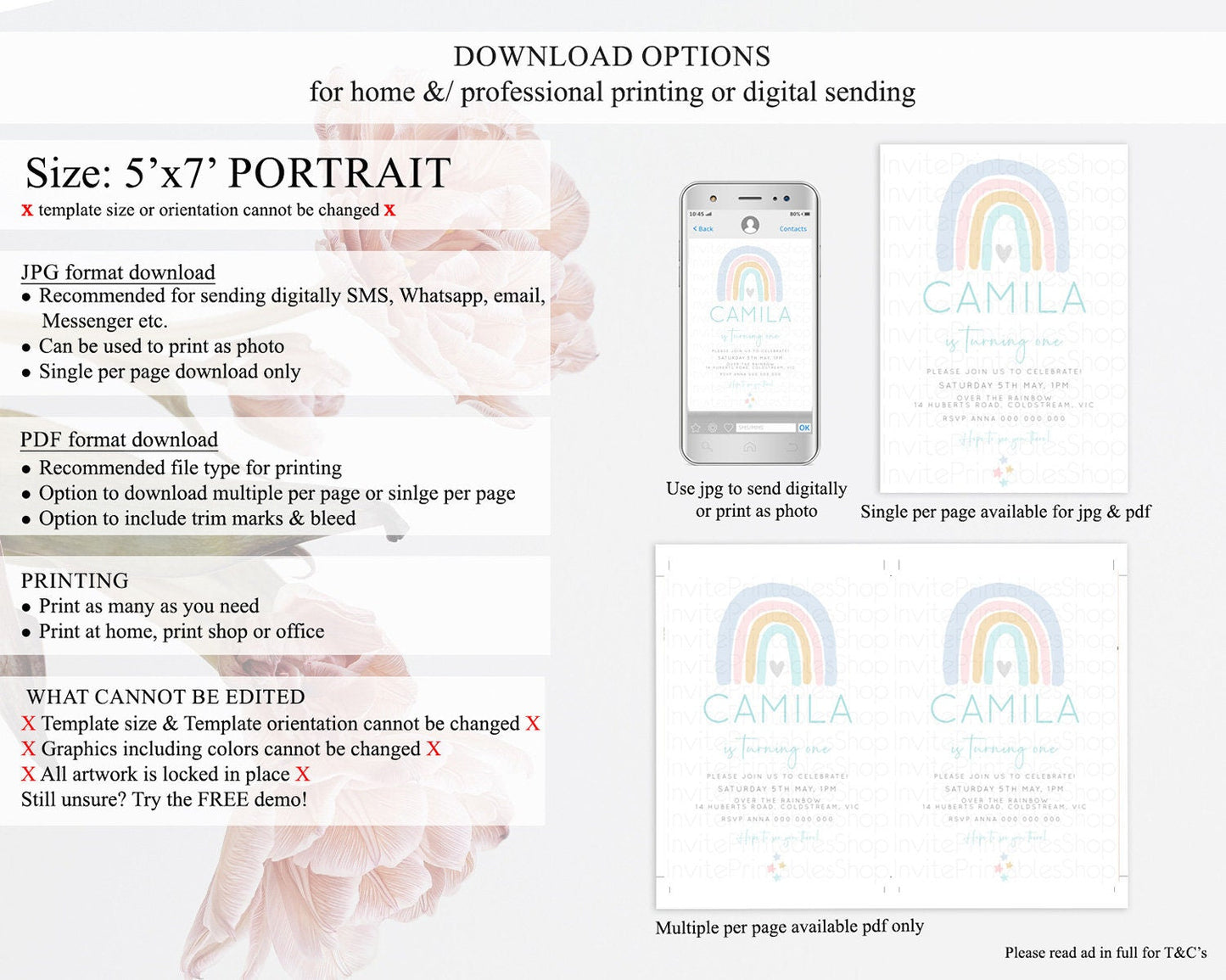 Pastel Rainbow Birthday Invitation Pastel Rainbow Invitation Rainbow Invitation Pastel Invitation Boho Rainbow 1st First Birthday D10214