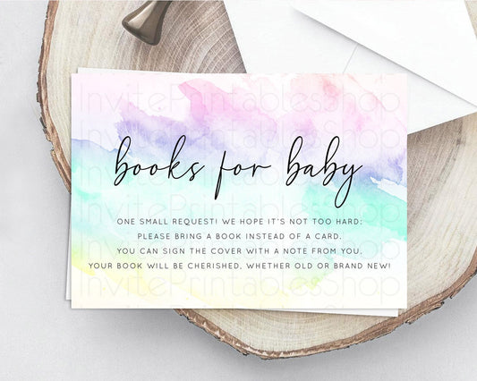 Editable Pastel Books For Baby Card Pastel Rainbow Book Insert Colorful Ombr
