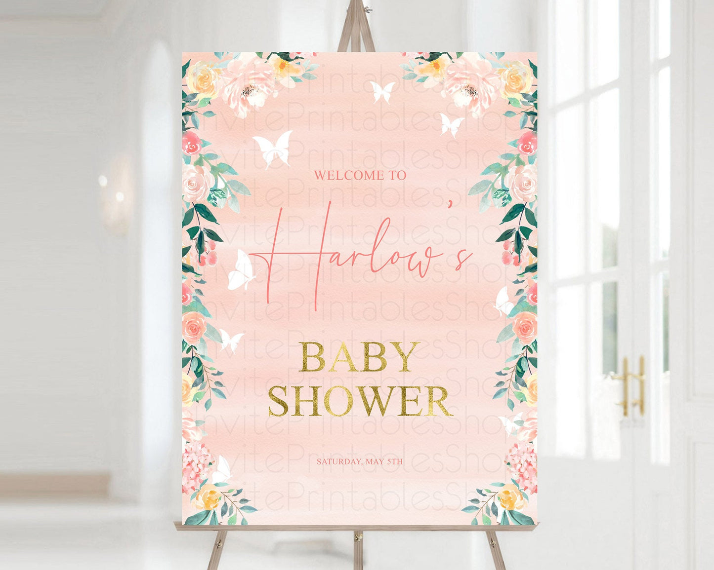 Secret Garden Baby Shower Welcome Sign Wildflower Welcome Board Pastel Flower Garden Welcome Poster Boho Wildflower Welcome Sign D10245