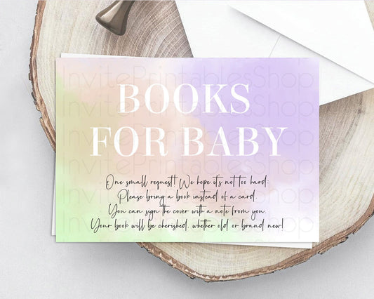 Editable Pastel Books For Baby Card Pastel Rainbow Book Insert Colorful Ombr
