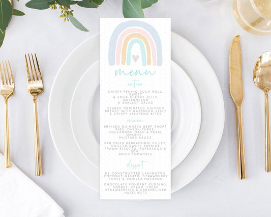 Editable Pastel Rainbow Menu Boho Rainbow Menu Template Rainbow Boho Table D
