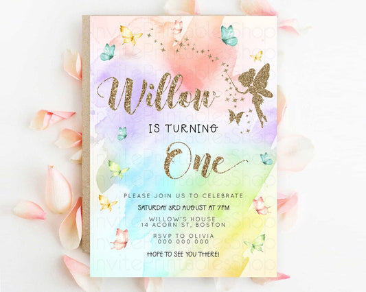 Editable Pastel Fairy Birthday Invitation Pastel Butterflies Fairy Birthday