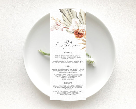 Editable Tropical Menu Template Tropical Menu Palm Leaf Fern Table Decor Fra