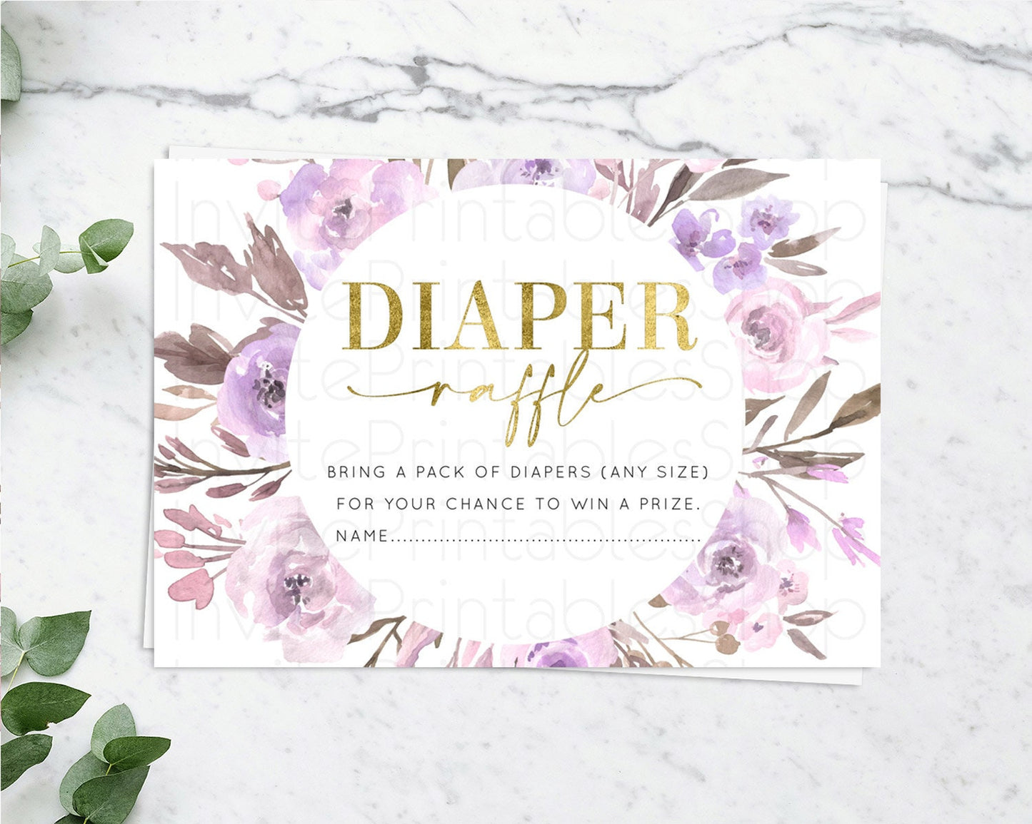 Secret Garden Diaper Raffle Card Boho Wildflower Diaper Raffle Insert Pastel Flower Garden Baby Shower Card Flower Raffle Game D10201