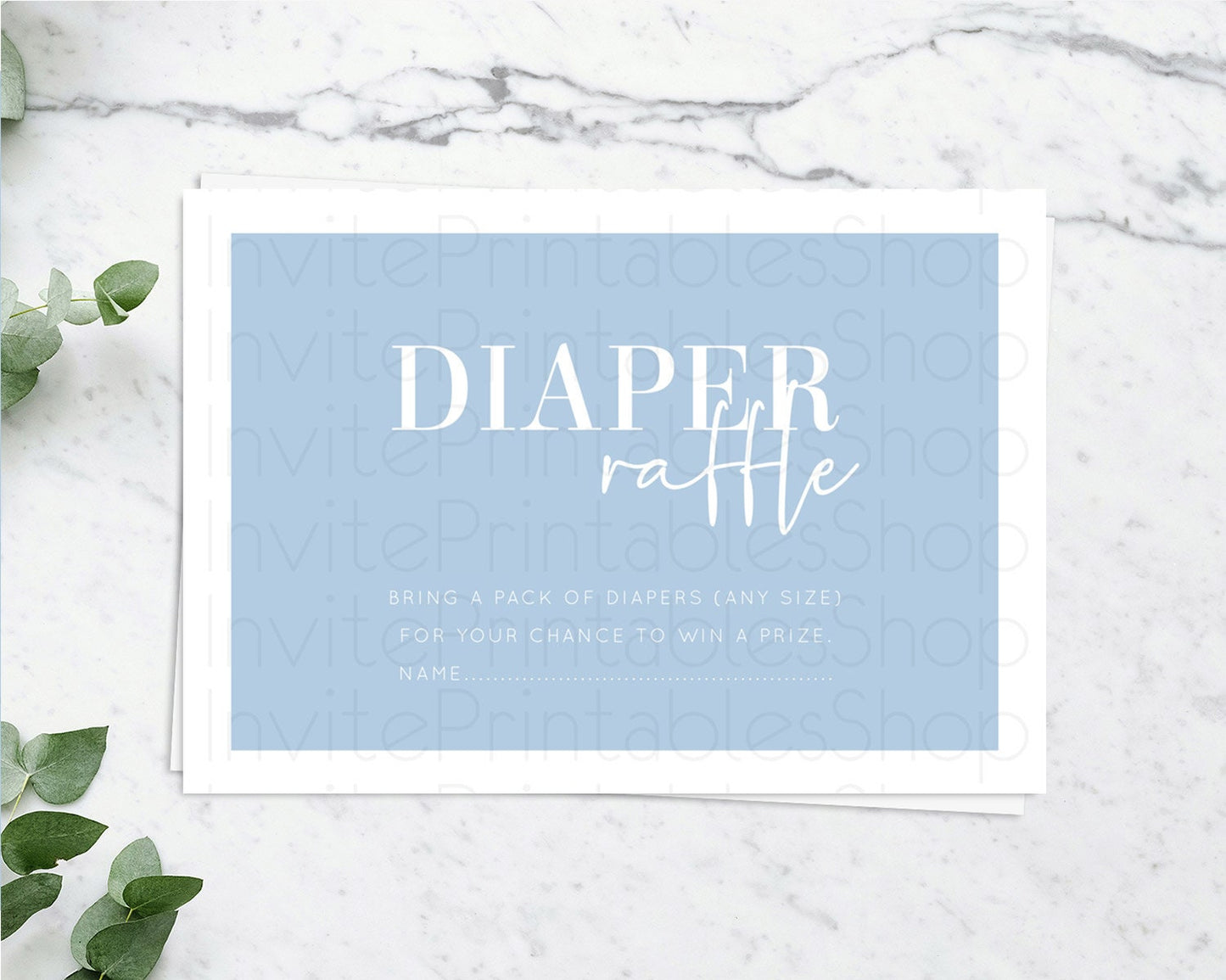 Blue Diaper Raffle Card Plain Blue Diaper Raffle Insert Minimalist Pastel Blue Diaper Ticket Blue Simple Baby Shower Raffle Game D10734