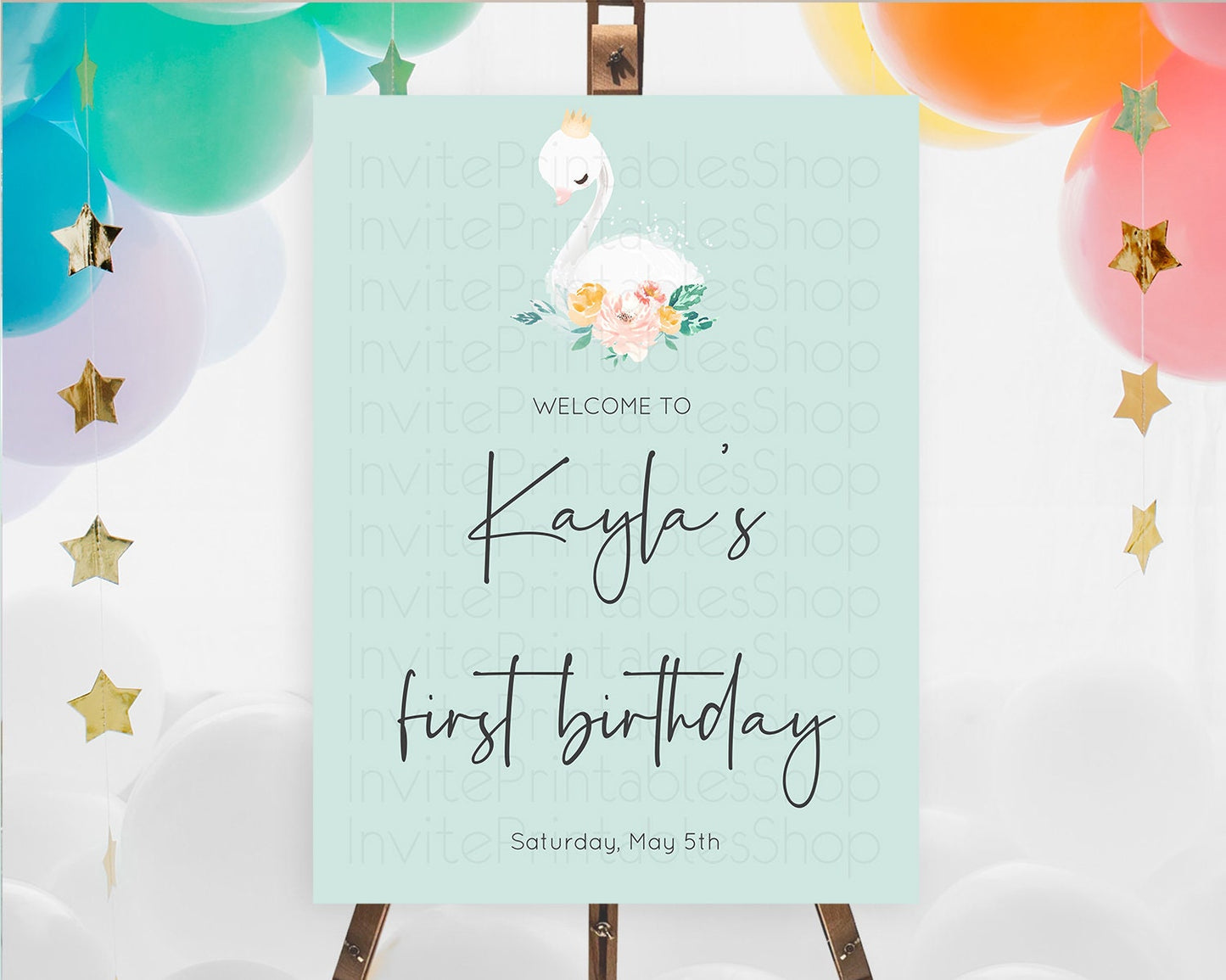 Swan Welcome Board Swan Princess Ballet Welcome Sign Enchanted Swan Lake Secret Garden Pastel Floral First Birthday Welcome Sign D10905