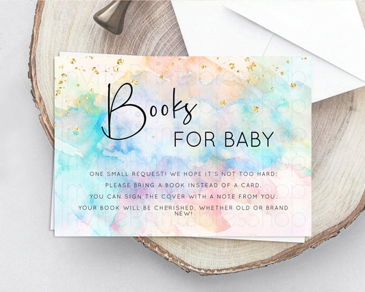 Pastel Books For Baby Card Pastel Rainbow Book Insert Colorful Ombre Watercolor Book Card Confetti Glitter Baby Book Poem Request D10266