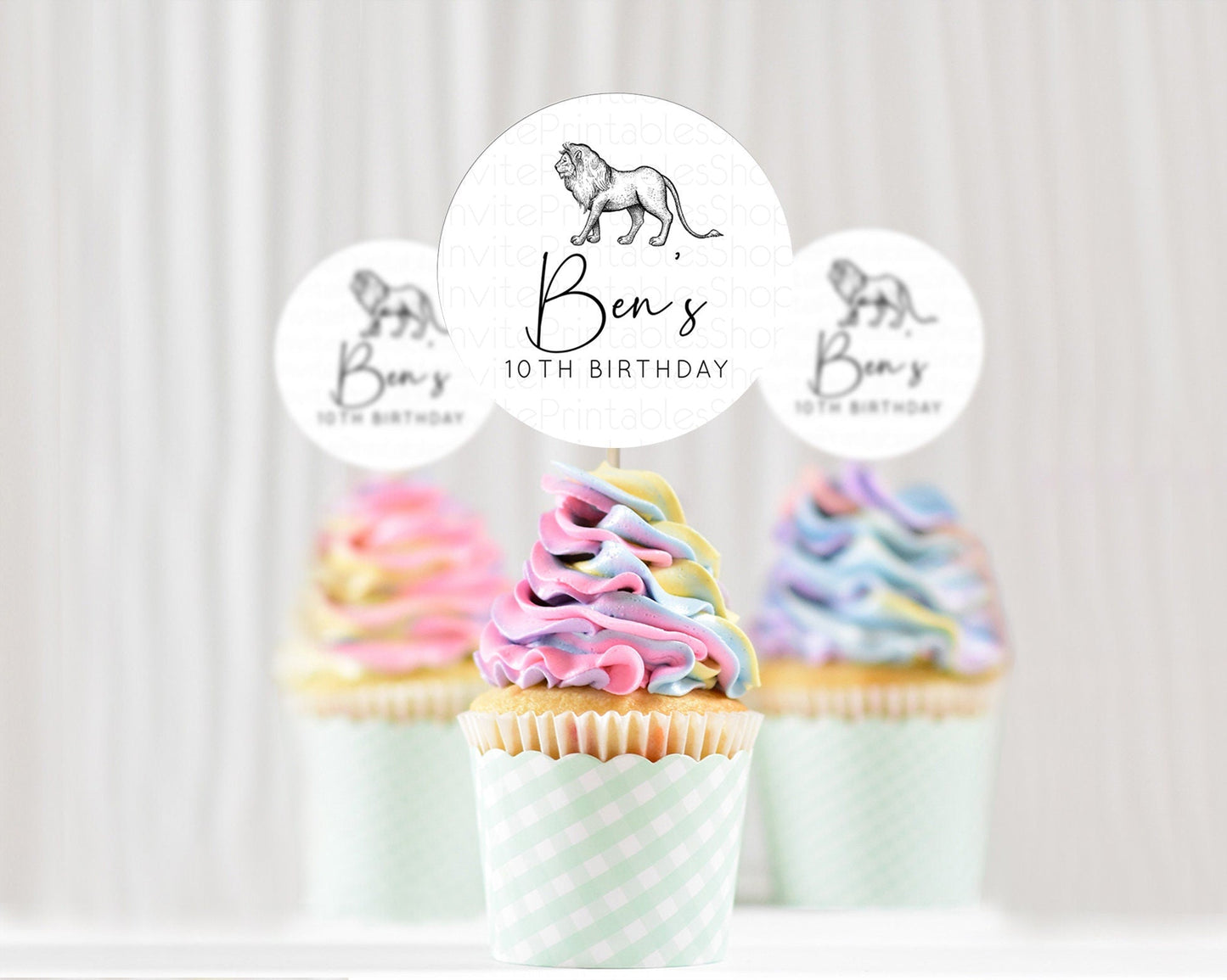Lion Cupcake Toppers Safari Lion Cupcake Toppers Modern Lion Party Decor Safari Adventure Party Minimalist Lion First Birthday Decor D10246