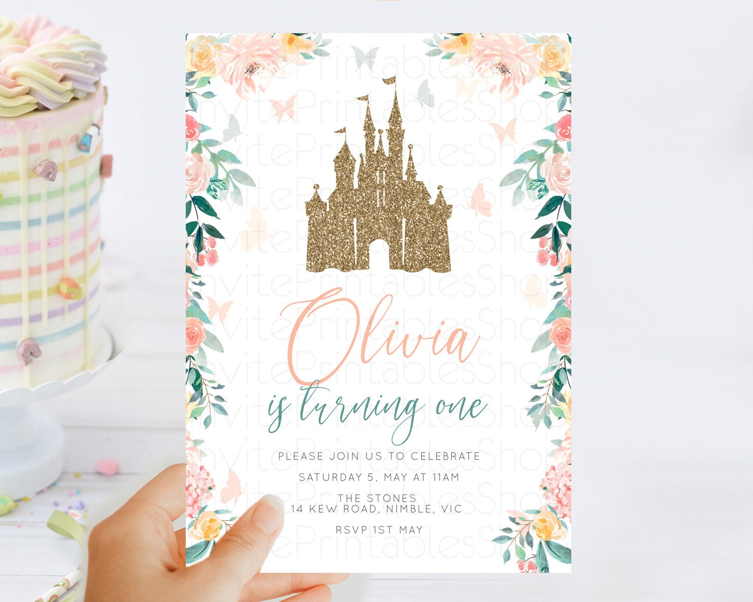 Editable Princess Birthday Invitation Castle Invitation Royal Birthday Fairy