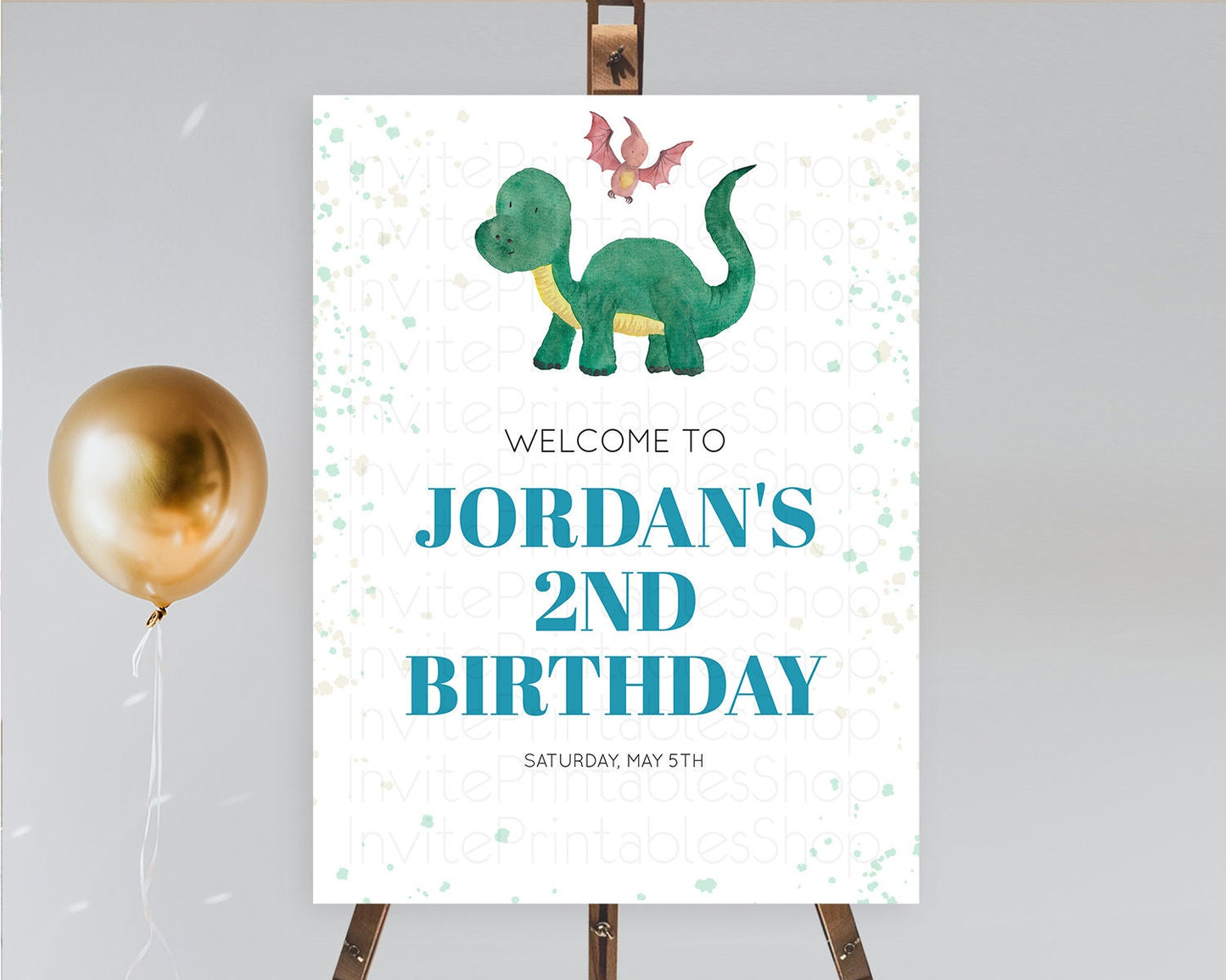 Dinosaur Welcome Sign Dinosaur Volcano Welcome Poster Dino Watercolor Volcano T-Rex Raptor Jurassic First Birthday Welcome Sign D10153