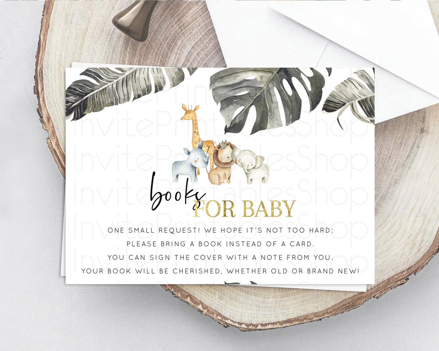 Safari Books For Baby Card Safari Book Insert Lion Gorilla Elephant Rhino Book Card Tropical Palm Zoo Guests Book Poem Request D10599