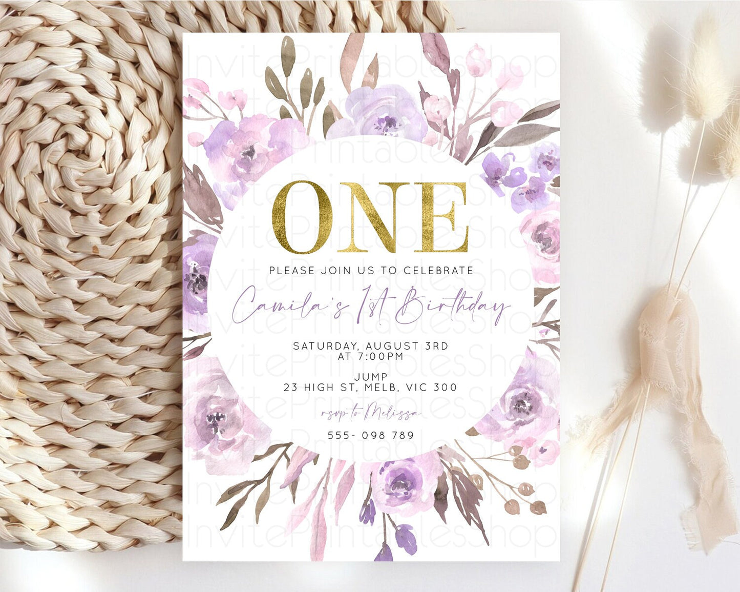 Secret Garden Invitation Wildflower Birthday Invitation Pastel Flowers Invite Enchanted Garden Boho Floral 3rd 2nd First Birthday D10201