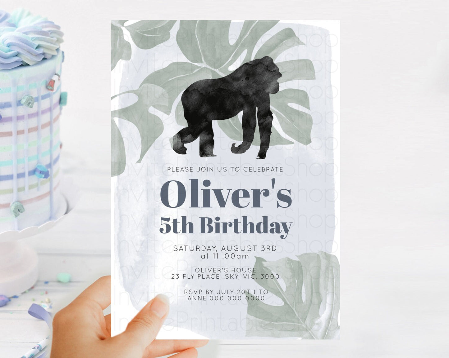 Gorilla Birthday Invitation Gorilla Invitation Gorilla Birthday Jungle Gorilla Party Jungle Adventure Zoo Party Animals Two Wild ONE D10443