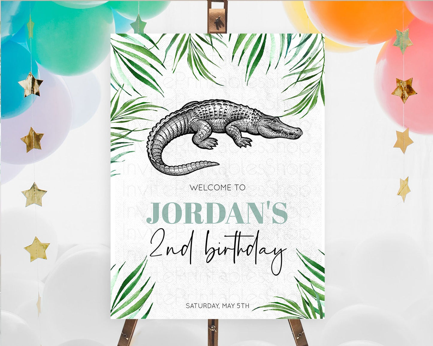 Crocodile Welcome Sign Alligator Welcome Board Croc Gator Party Welcome Poster Safari Decor Croc Gator First Birthday Welcome Sign D10847