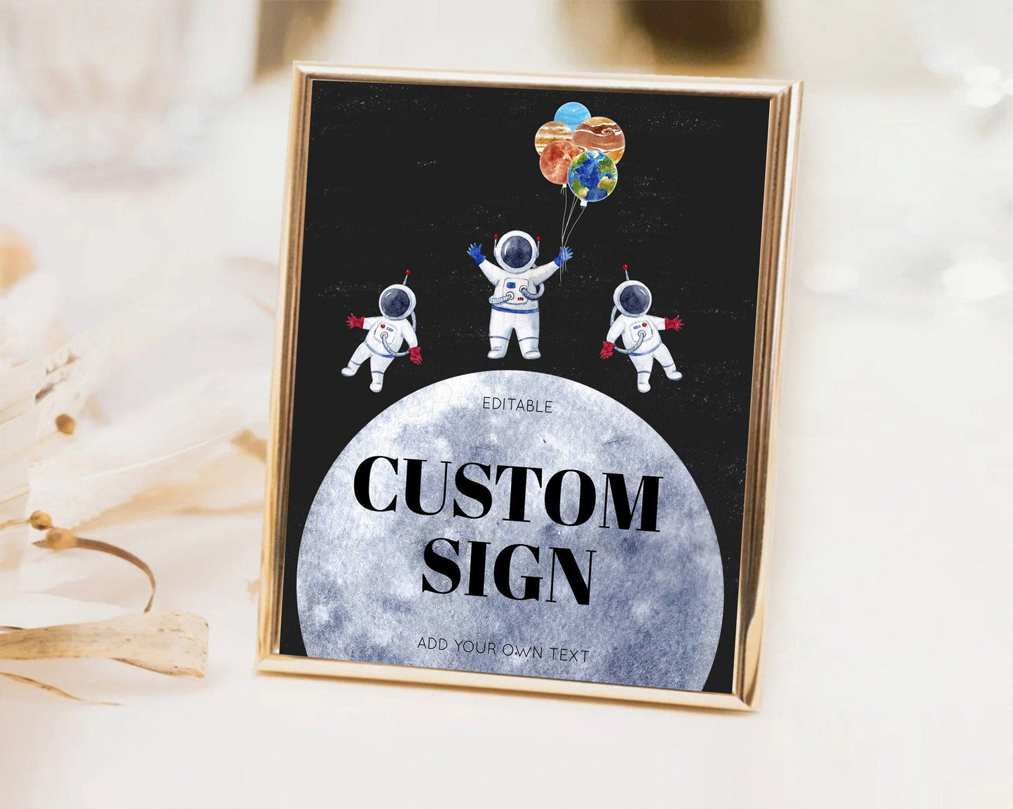 Space Table Sign Decor Galaxy Space Adventure Party First Trip Around the Sun Planets Solar System 1st Birthday Baptism Baby Shower D10430