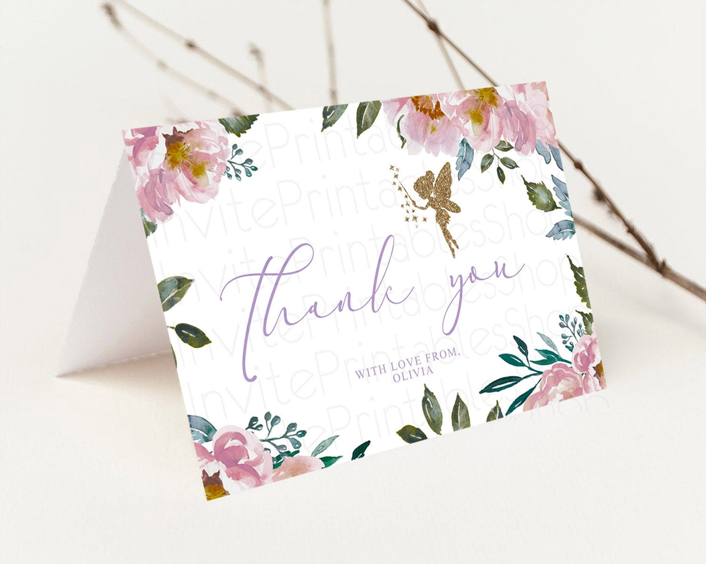 Fairy Thank You Fairy Thank You Card Enchanted Garden Pastel Butterfly Birthday Thank You Floral Secret Garden Teacher Thank You D10727