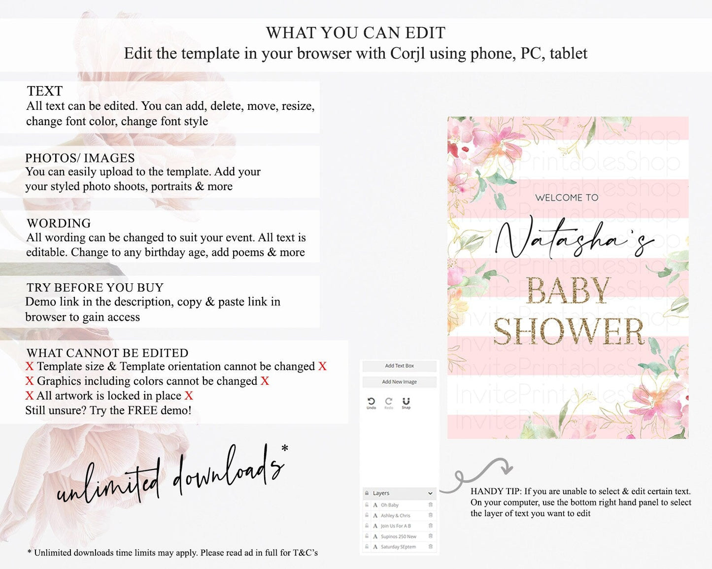 Secret Garden Baby Shower Welcome Sign Wildflower Welcome Board Pastel Flower Garden Welcome Poster Boho Wildflower Welcome Sign D10301