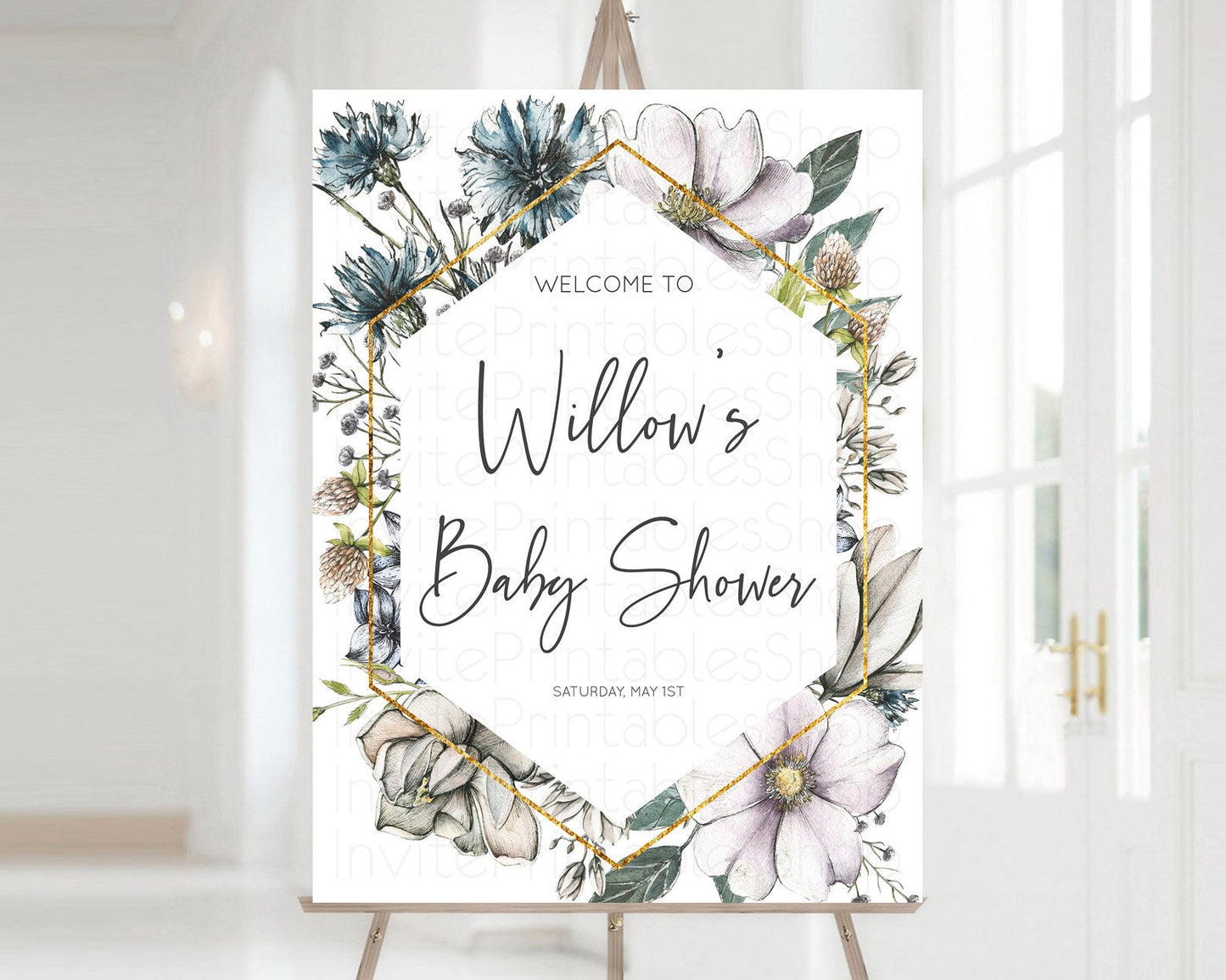 Secret Garden Baby Shower Welcome Sign Wildflower Welcome Board Pastel Flower Garden Welcome Poster Boho Wildflower Welcome Sign D10501