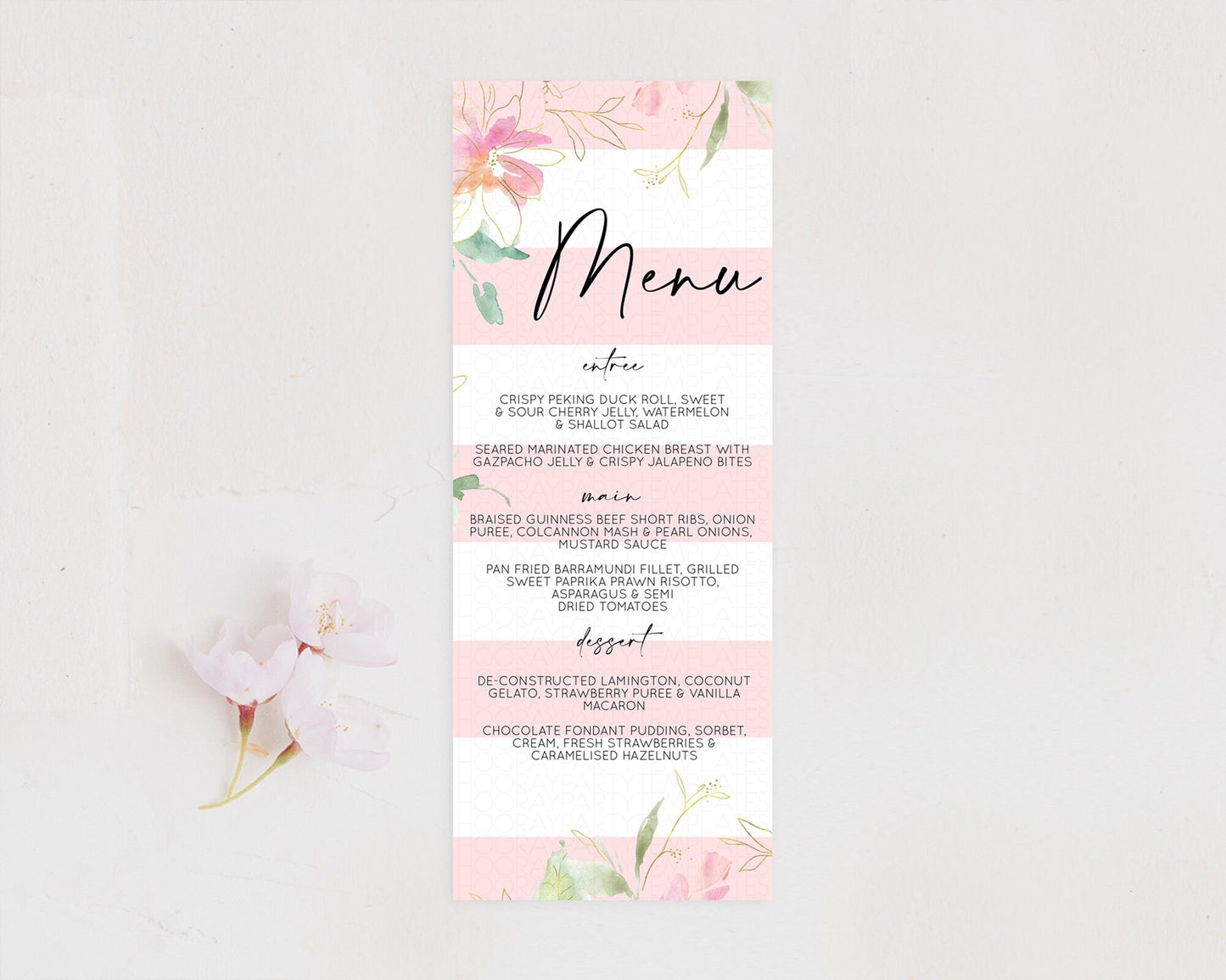 Secret Garden Menu Wildflower Menu Template Pastel Flower Garden Table Decor Boho Floral Dinner Dessert Floral Party Food Menu D10301