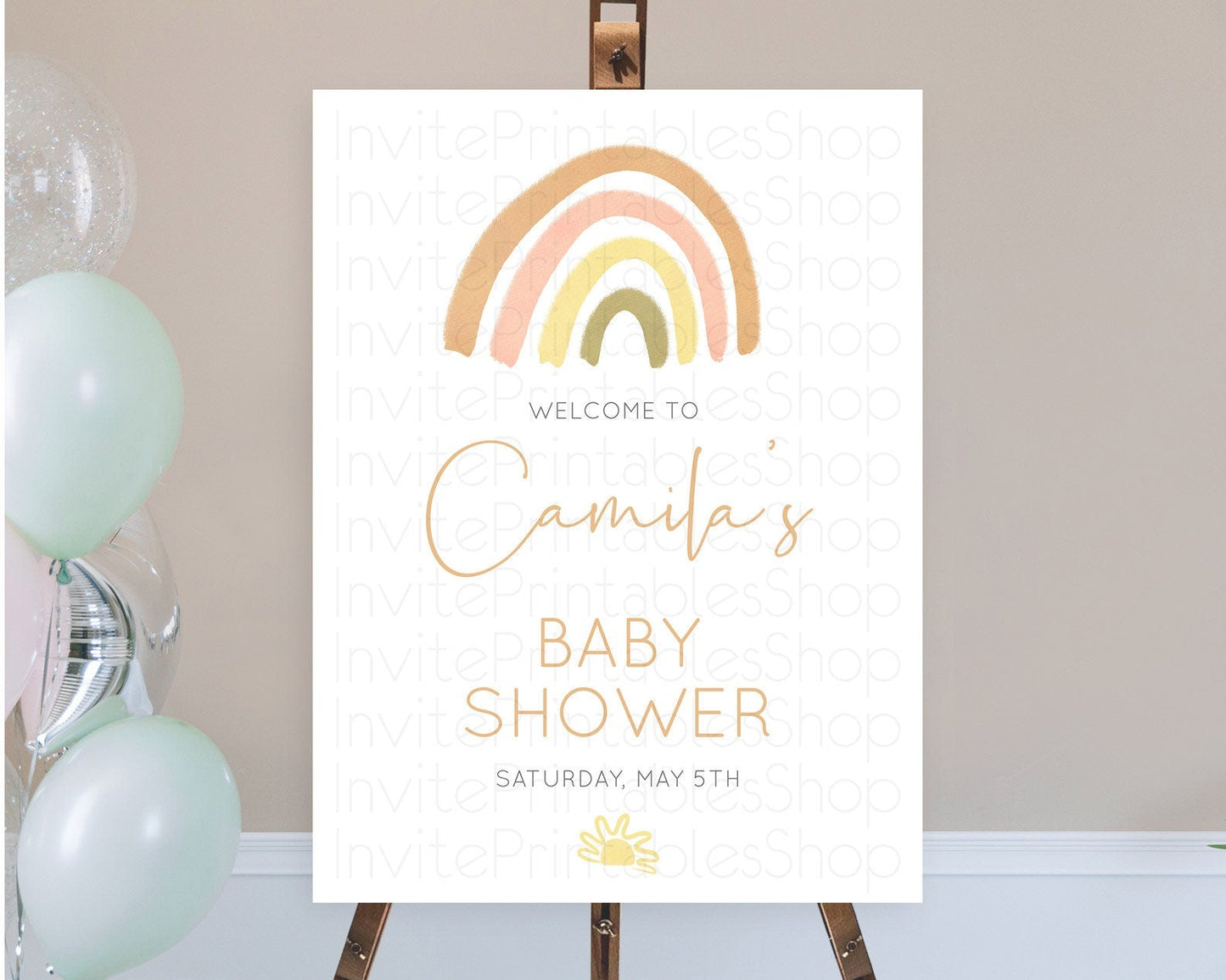 Pastel Rainbow Baby Shower Welcome Sign Boho Rainbow Welcome Board Rainbow Welcome Sign Pastel Welcome Decor Rainbow Welcome Sign D10684