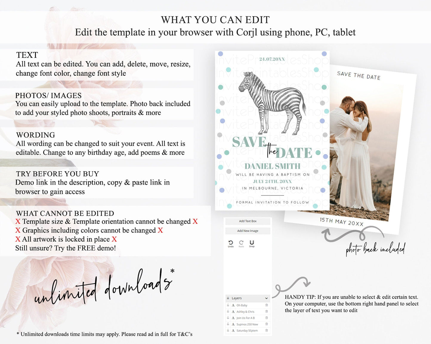 Zebra Save The Date Template Zebra Party Save The Date Safari Adventure Zebra Minimal Theme For 1st Birthday Baptism Baby Shower D10856