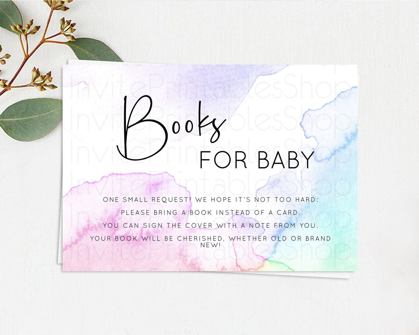 Pastel Books For Baby Card Pastel Rainbow Book Insert Colorful Ombre Watercolor Book Card Confetti Glitter Baby Book Poem Request D10215