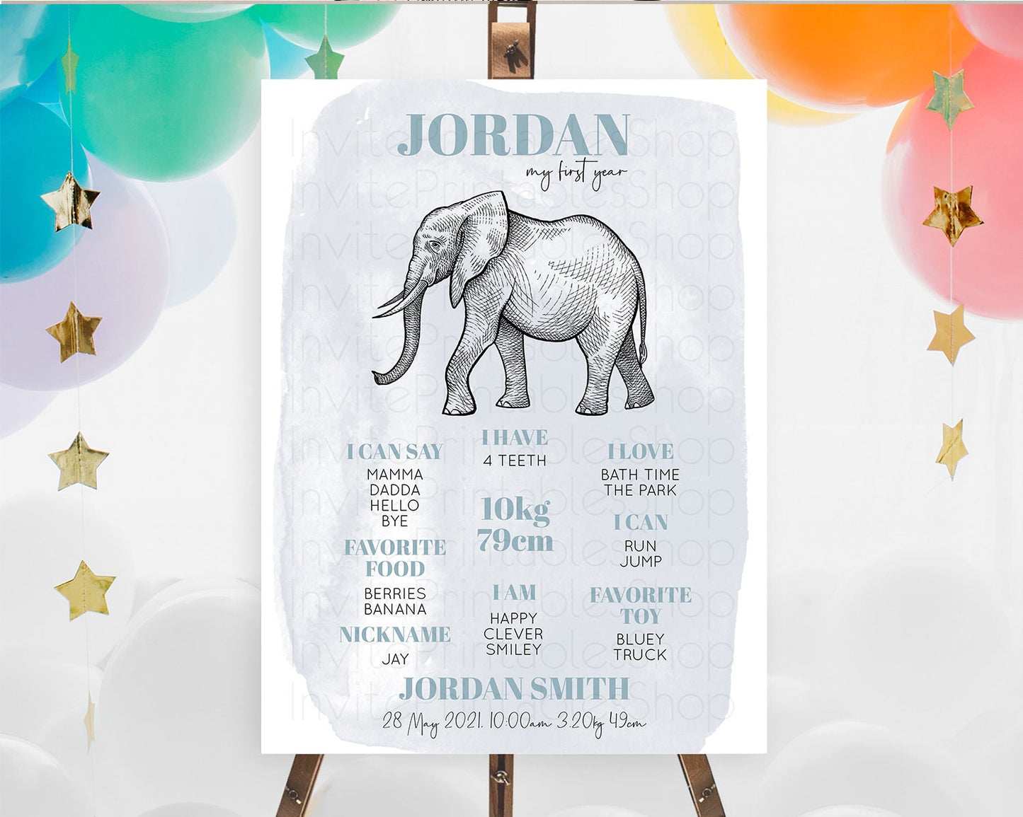 Elephant First Birthday Milestone Board Elephant Milestone Poster One Wild Year Safari Adventure Elephant Zoo Birthday Welcome Sign D10811