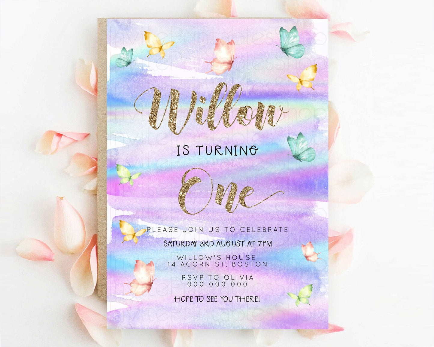 Editable Pastel Butterfly Birthday Invitation Butterfly Birthday Invitation