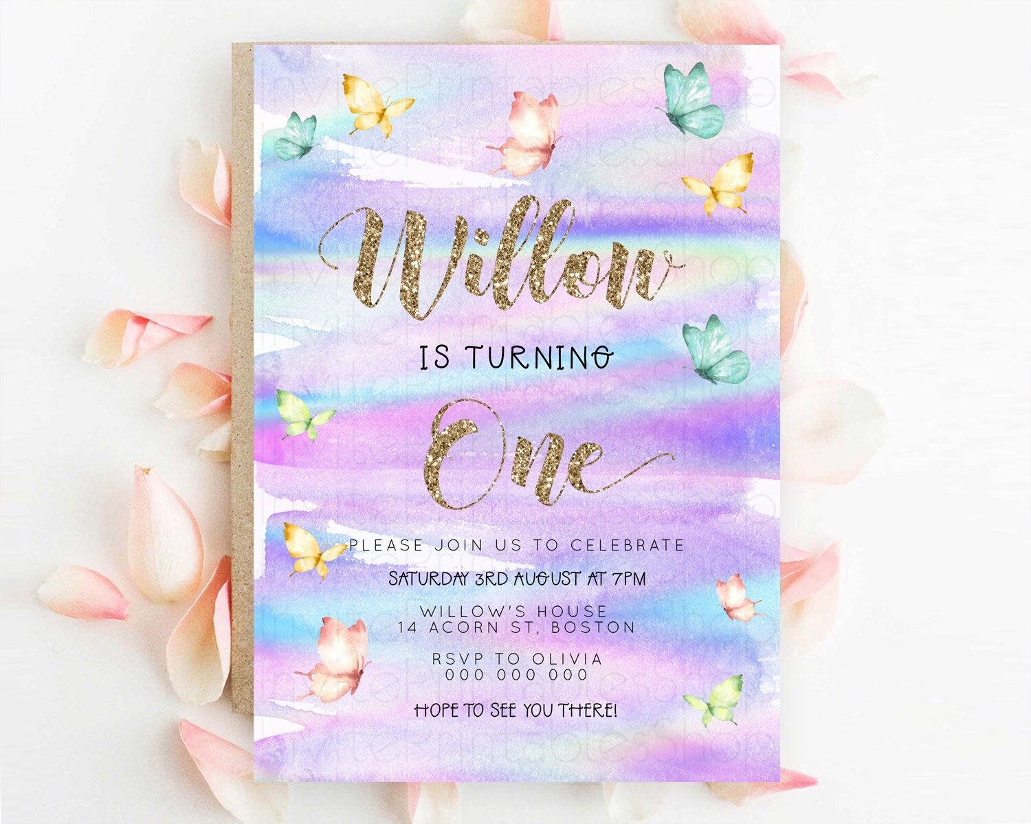 Editable Pastel Butterfly Birthday Invitation Butterfly Birthday Invitation