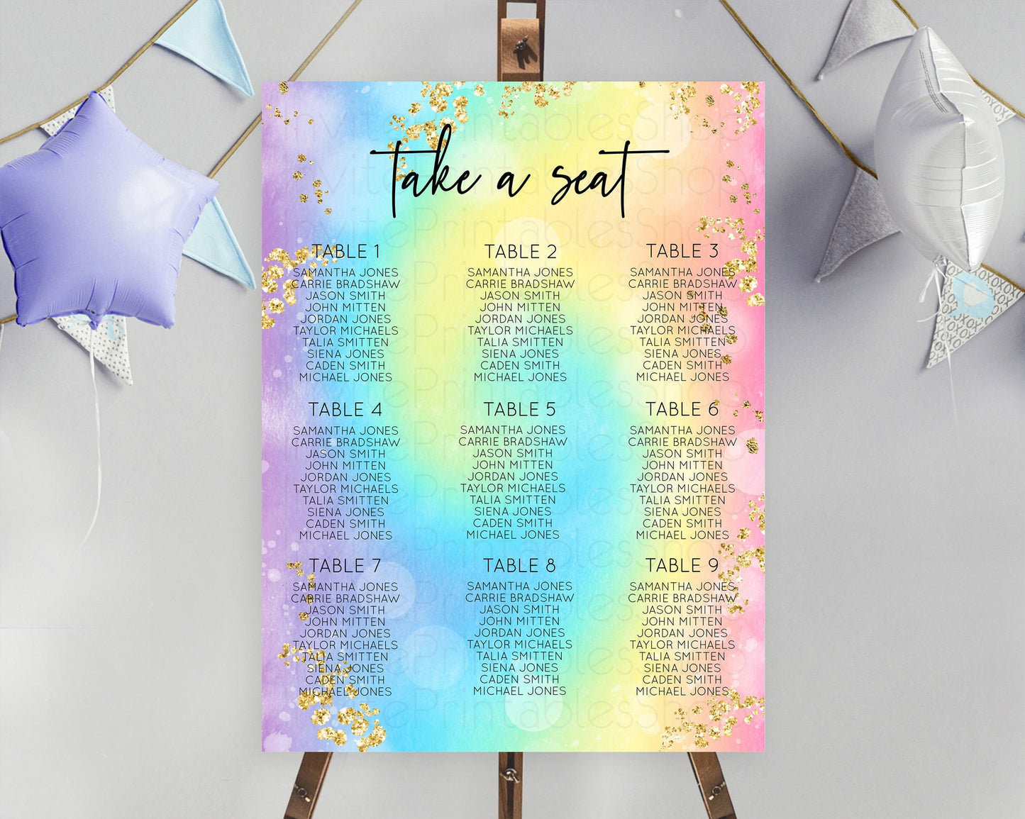 Tie Dye Seating Chart Rainbow Tie Dye Seating Chart Rainbow Colorful Seating Chart Tie Dye Pastel Rainbow Party Decor Take A Seat D10568