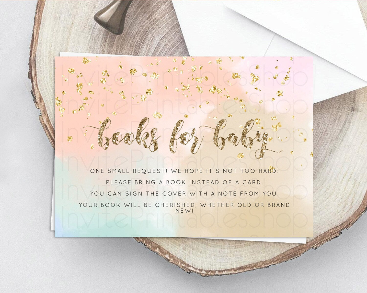 Editable Pastel Books For Baby Card Pastel Rainbow Book Insert Colorful Ombr