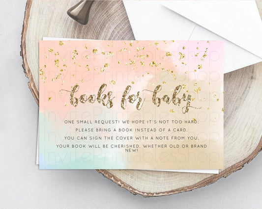 Editable Pastel Books For Baby Card Pastel Rainbow Book Insert Colorful Ombr