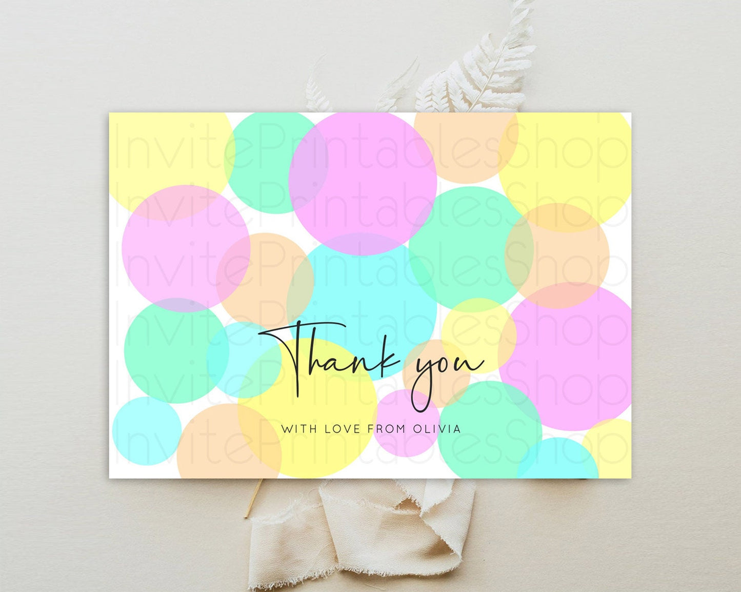 Rainbow Thank You Pastel Thank You Card Pastel Rainbow Birthday Thank You Confetti Colorful Pastel Cards Teacher Thank You Cards D10409