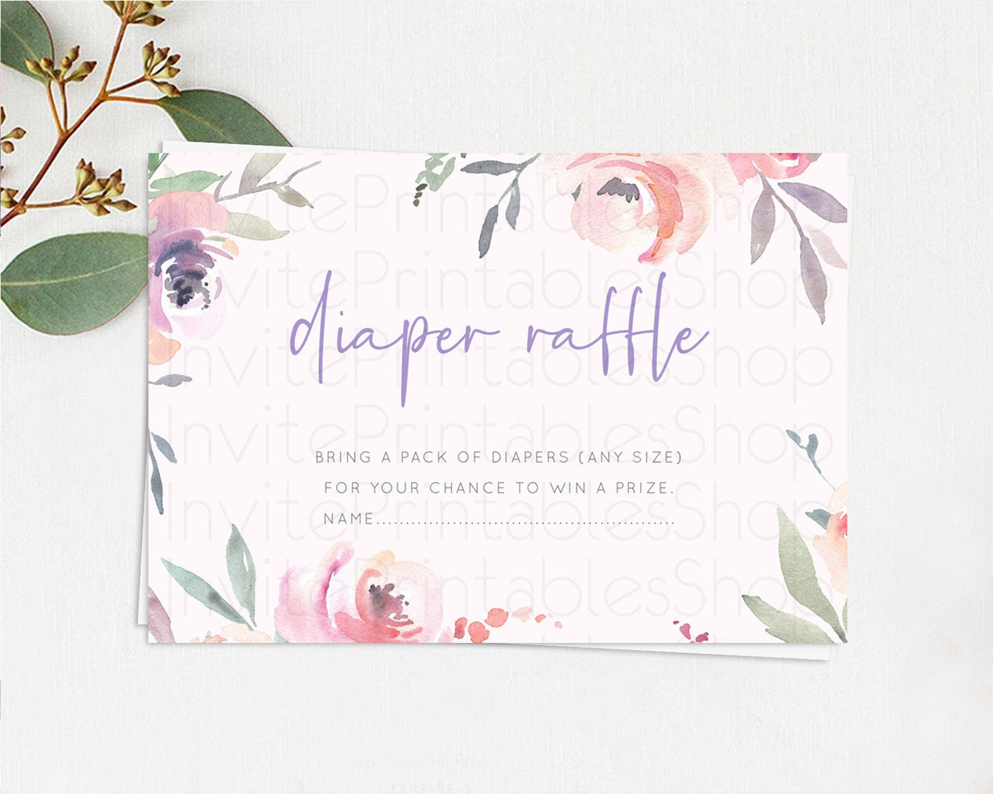 Secret Garden Diaper Raffle Card Boho Wildflower Diaper Raffle Insert Pastel Flower Garden Baby Shower Card Flower Raffle Game D10198