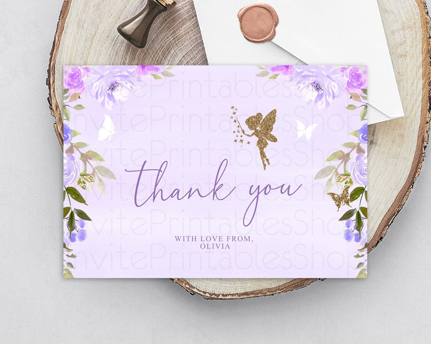 Fairy Thank You Fairy Thank You Card Enchanted Garden Pastel Butterfly Birthday Thank You Floral Secret Garden Teacher Thank You D10910