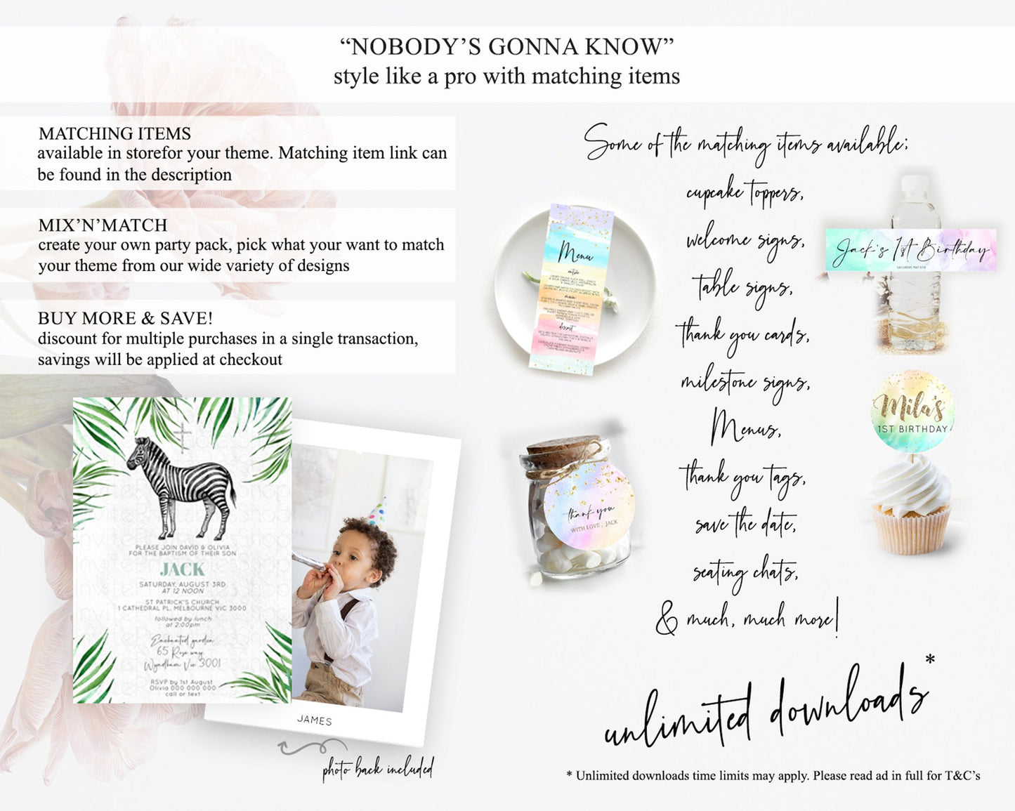 Zebra Baptism Invitation Zebra Baptism 1st Birthday Invitation Jungle Safari Christening Invite Watercolor Tropical Zoo Adventure D10844