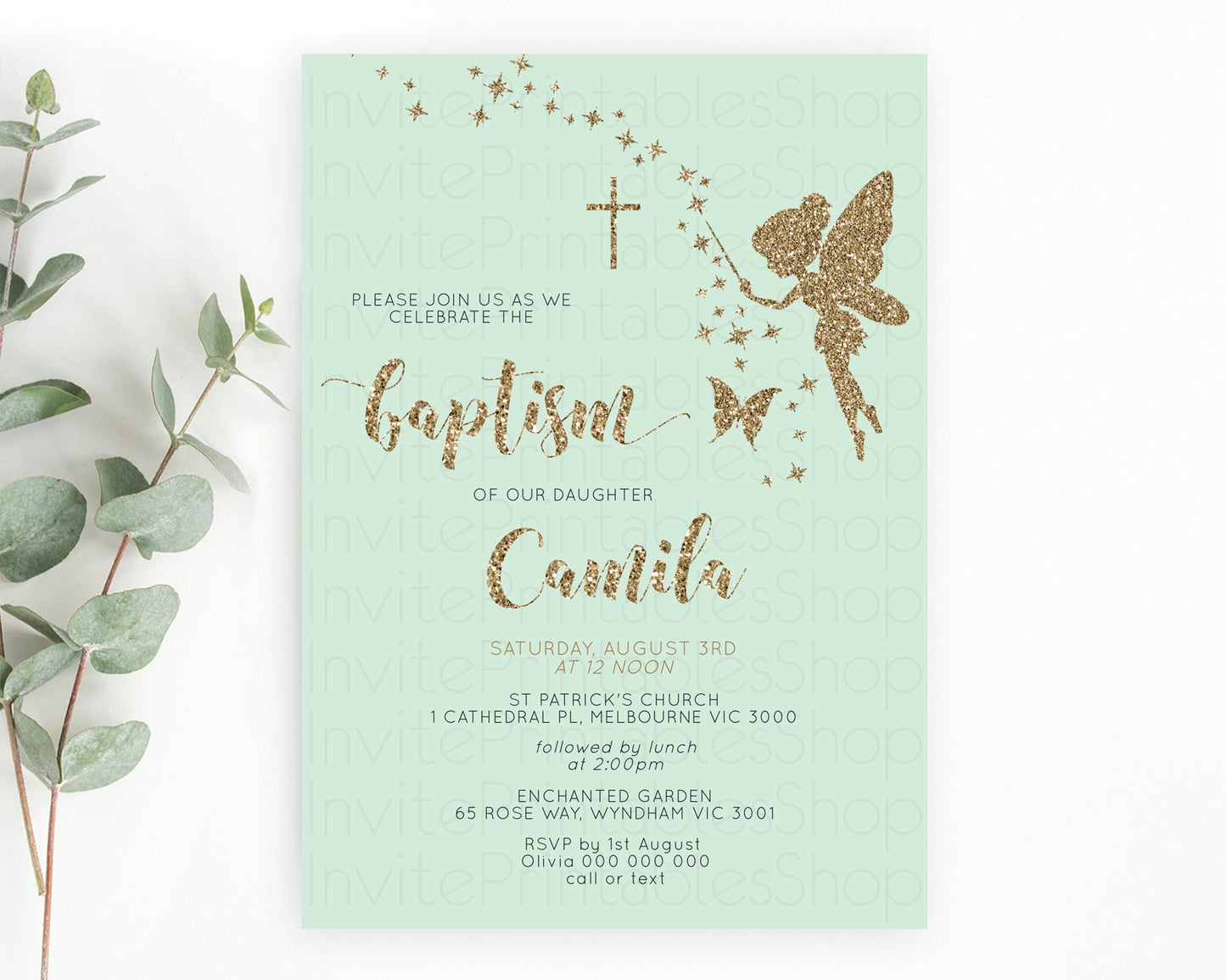 Fairy Baptism Invitation Fairy Baptism 1st Birthday Invitation Enchanted Secret Garden Christening Invite Pastel Floral Butterfly D10908