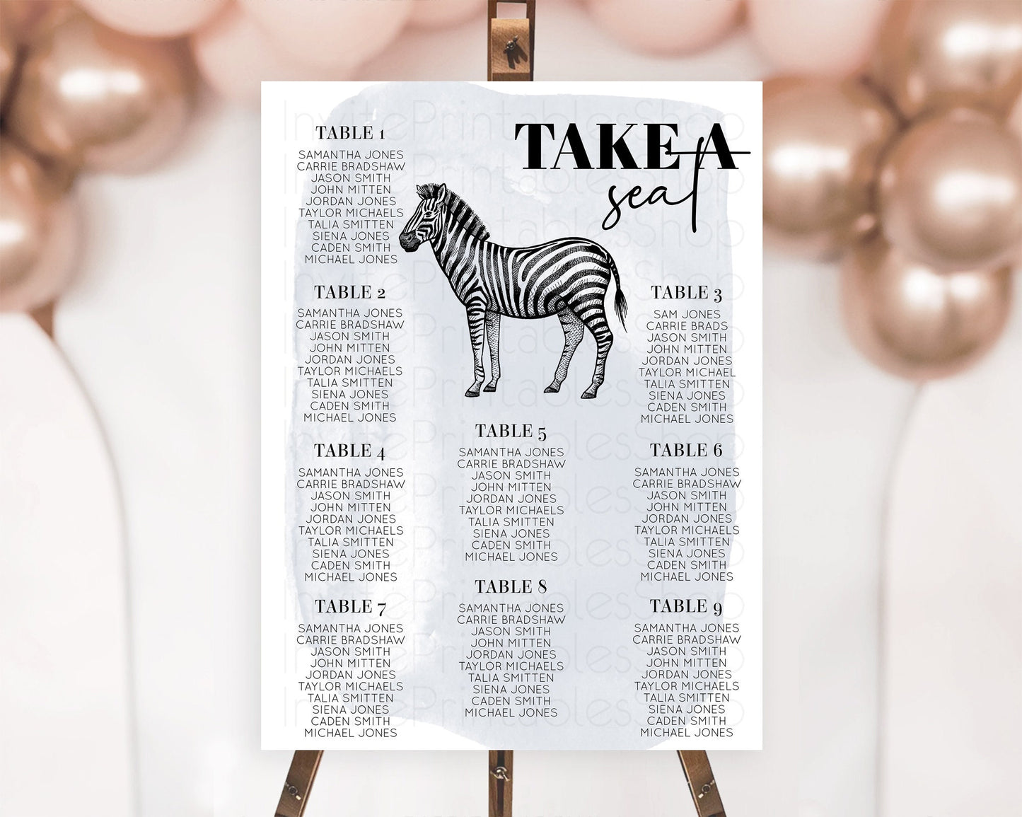 Zebra Seating Chart Zebra Seating Sign Zebra Take A Seating Chart Zebra Safari Adventure Decor Zoo Party Zebra Palm Leaf Décor D10814