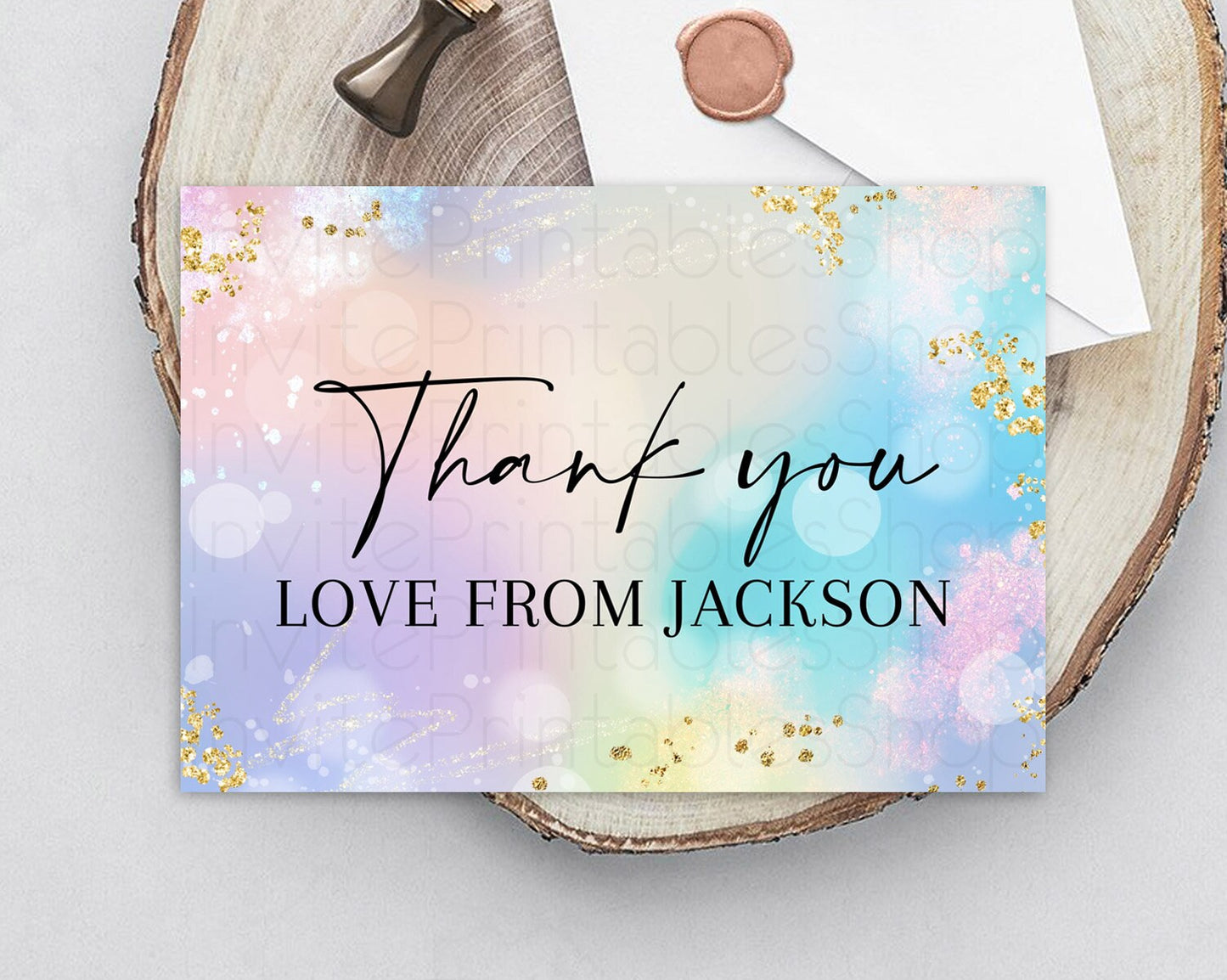 Editable Pastel Thank You Rainbow Thank You Card Colorful Pastel Birthday Th
