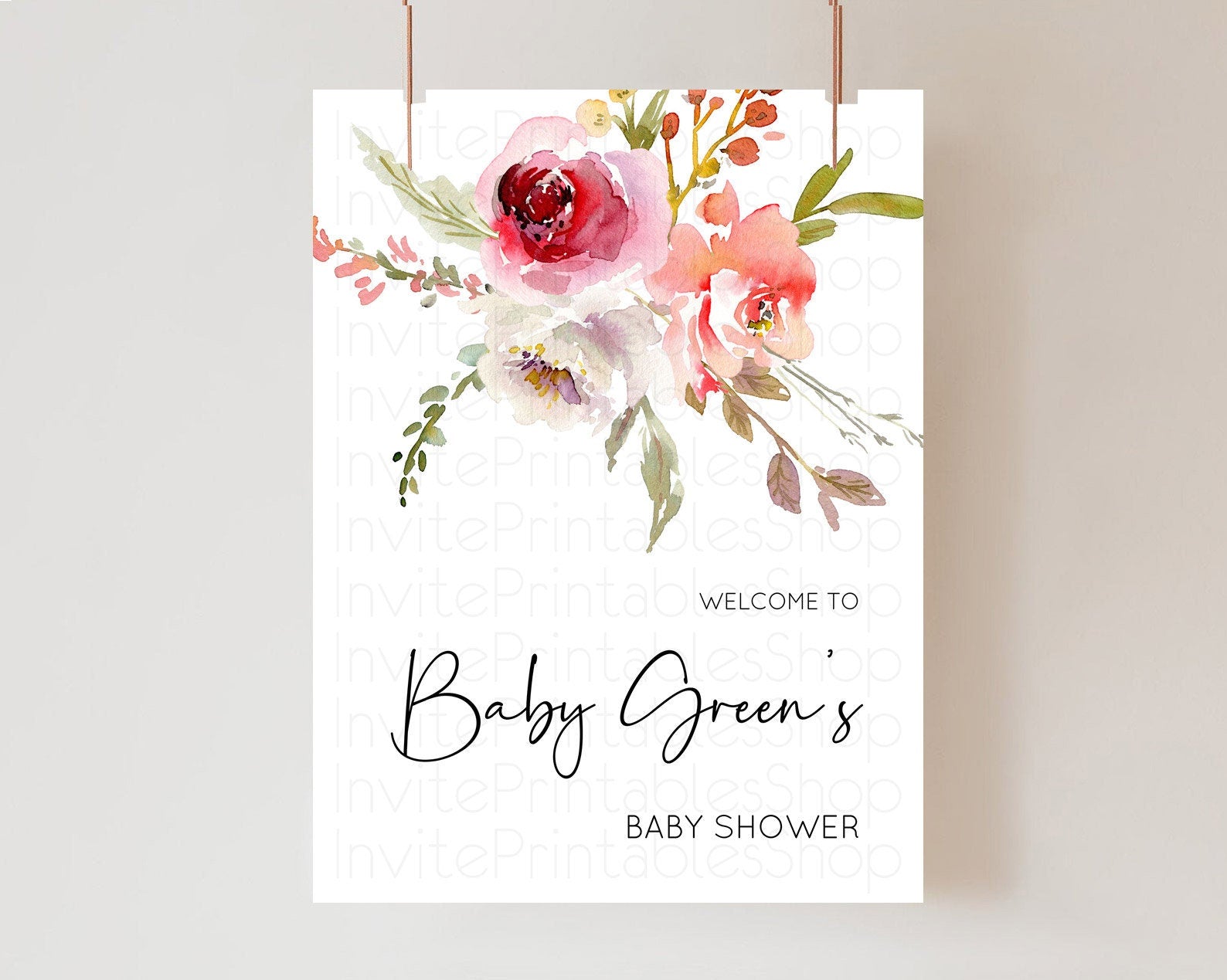Editable Secret Garden Baby Shower Welcome Sign Wildflower Welcome Board Pas