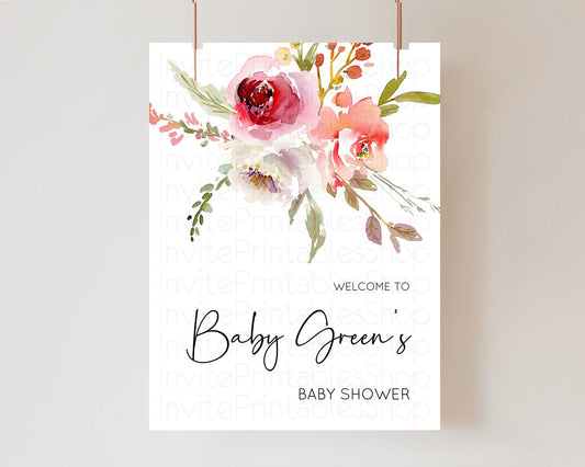 Editable Secret Garden Baby Shower Welcome Sign Wildflower Welcome Board Pas